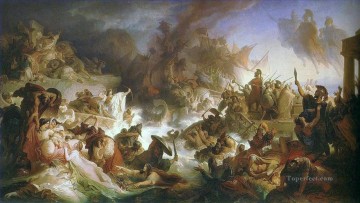 Kaulbach Wilhelm von Die Seeschlacht bei Salamis 1868 Batalla naval Pinturas al óleo